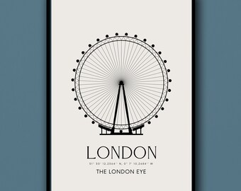 London Eye Digital Art | London, England the Eye Coordinates