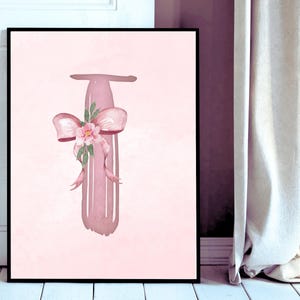 Letra T rosa en acuarela, decoración coqueta, arte femenino para adolescentes, letra para guardería, letra T rosa, inicial con lazo, arte para habitación de bebé, letra T malva