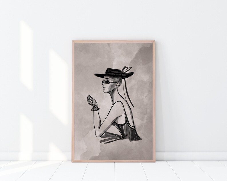 Fashion Print, Fashion Model Poster, Monochromatic Art, Modern