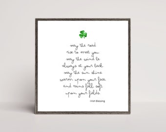 Bendición irlandesa, Que el camino se eleve para encontrarte, Citas inspiradoras, Ideas de regalos irlandeses, Inspiración irlandesa, Impresión del día de San Patricio, Trébol