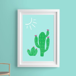 Impresión de cactus de muy buen gusto de Arizona, decoración adolescente de muy buen gusto, arte colorido de la pared de cactus, arte de la pared del dormitorio, dormitorio imprimible, decoración de la pared de muy buen gusto, descarga instantánea