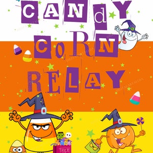 Halloween Candy Corn Relay Game Sign Digital Print, Instant Download