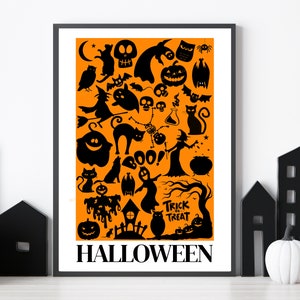 Modern Halloween Wall Art | Kid Friendly Halloween Art| Minimal Halloween Decor | Instant Download | Modern Halloween Printable