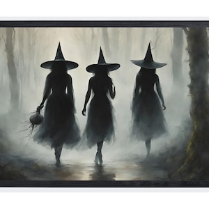 Halloween Witch Print, Witches in Forest Printable, Halloween Witches Instant Download, Witch Print, Halloween Art, Witch Art
