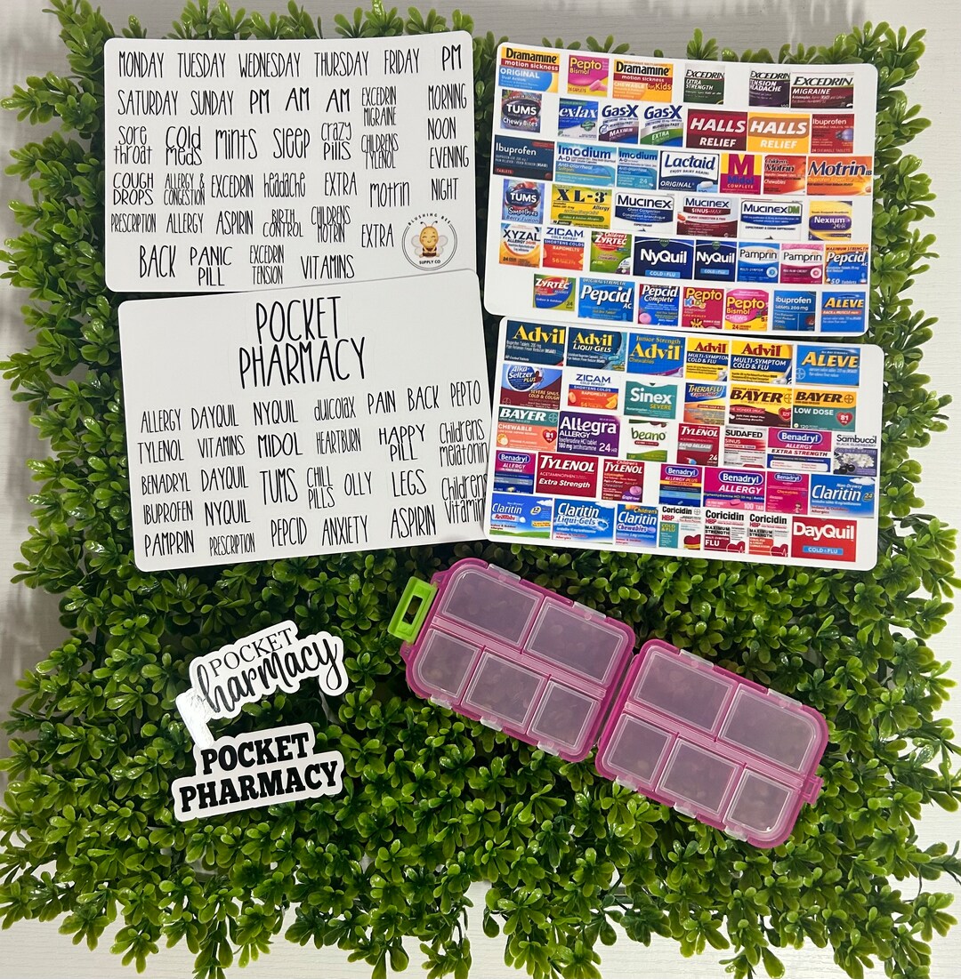 Compact Pocket Pharmacy Medicine Bundle DIY With 134 Peel & Stick