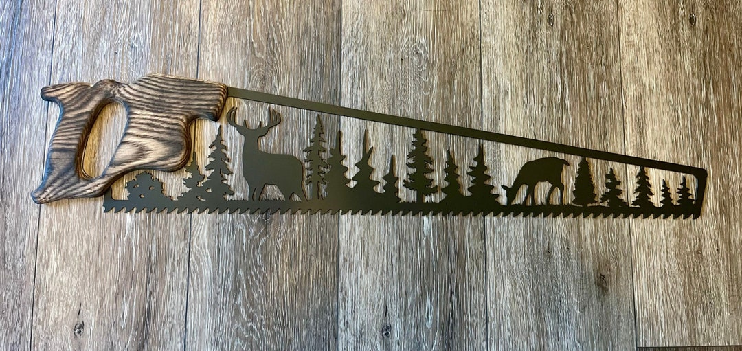 Deer Forest Saw Blade Wall Art Etsy