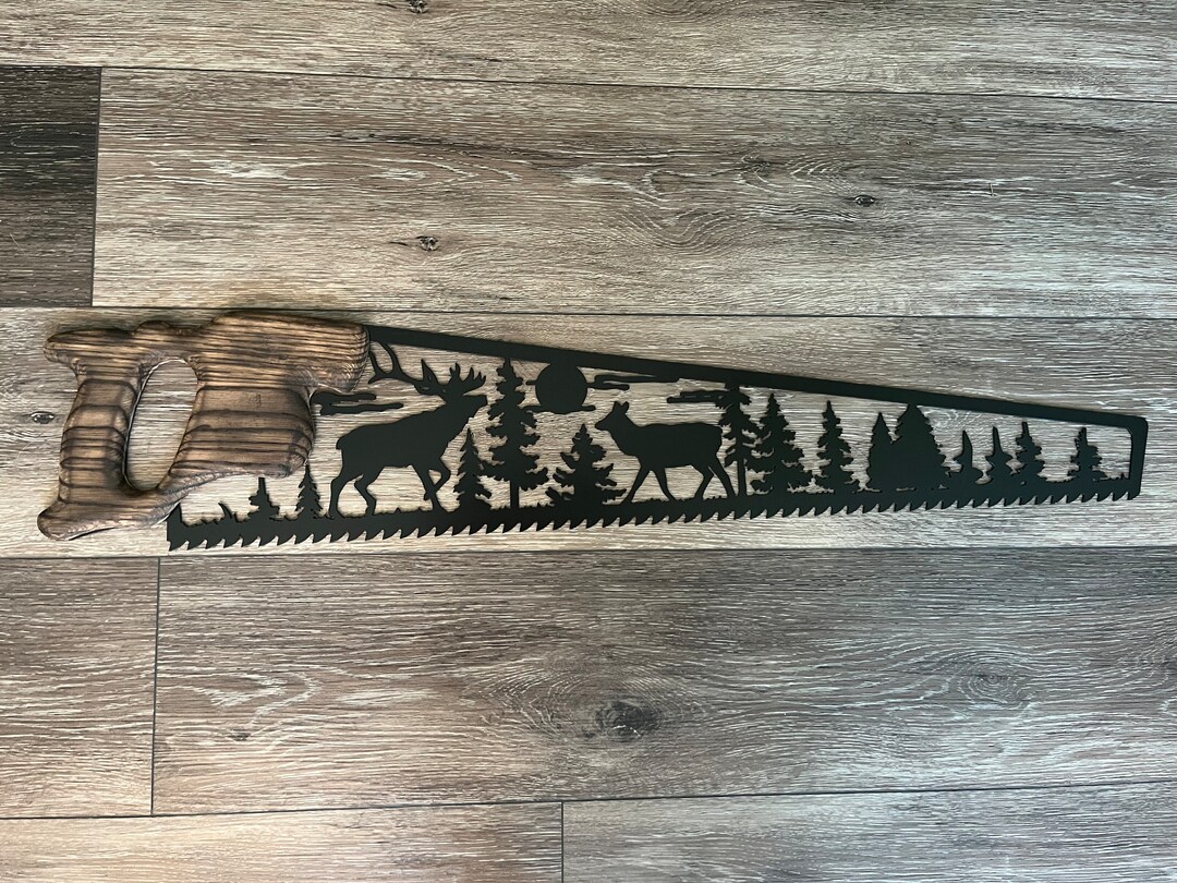 Elk Forest Saw Blade Wall Art Etsy