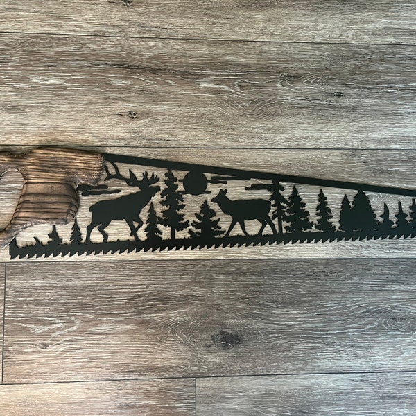 Elk Forest Saw Blade Wall Art