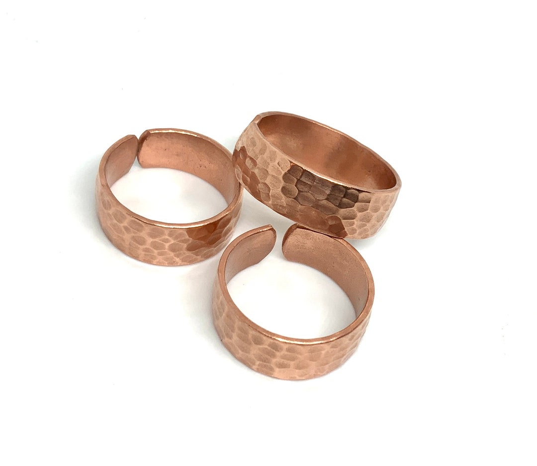Hand Hammered Copper Rings. Set of 3. Made With 100 Pure Raw Copper