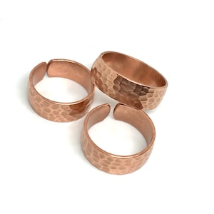 Hand Hammered Copper Rings. Set of 3.  Made with 100% Pure Raw Copper. Tibetan Jewelry