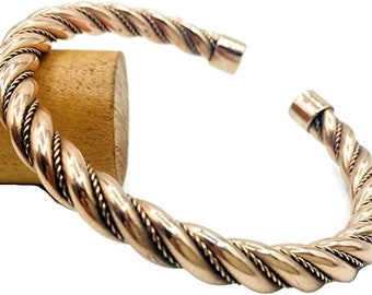 Handmade Traditional Design Twisted Copper Bracelet. 100% Pure Raw Copper.