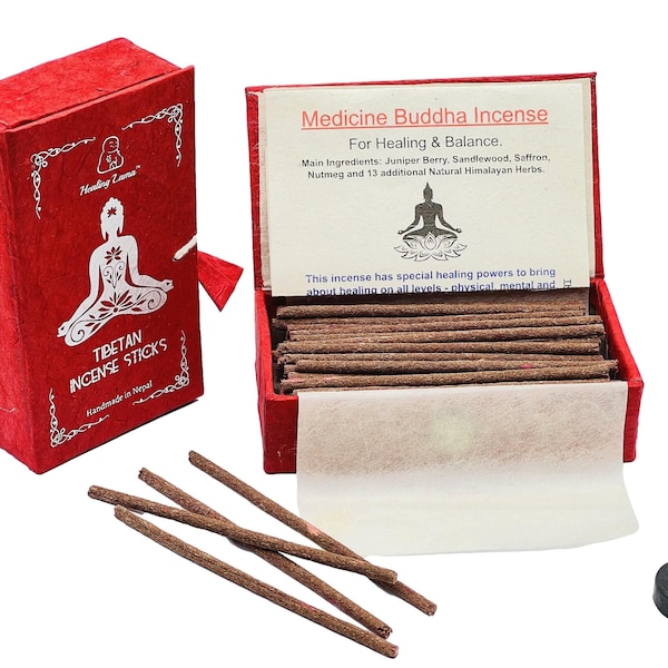 Tibetan Medicine Buddha Incense for Meditation and Healing. All-Natural Pure Blend of Precious Medicinal Aromatic Herbs 60 Handrolled Sticks