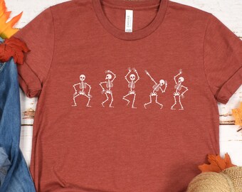 Dancing Skeleton Halloween T-Shirt, Cute Halloween Shirt, Skeleton Halloween Shirt
