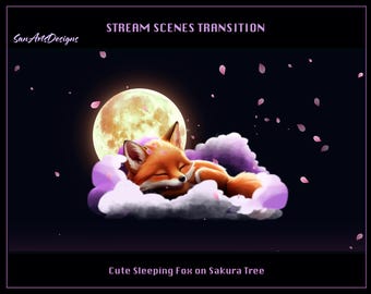 Cute Sleeping Fox Stream Scene Transition, Cute Sleeping Fox Twitch Stream Transition, Cute Fox Stinger for Streamer, OBS, Streamlabs