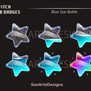 Blue Star Bottle Twitch Sub Badges | Blue Star Stream Badges | Streamers, Vtubers, YouTubers, OBS, Chatting