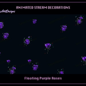 Floating Purple Roses Animated Stream Decoration, Floating Purple Roses Twitch Decoration, Roses Stream Stuffs for Streamers, OBS