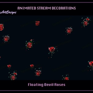 Floating Devil Red Roses Animated Stream Decoration, Floating Devil Roses Twitch Decoration, Black Red Roses Stream Decor for Streamers