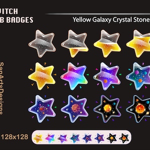 Gula Galaxy Star Bottle Twitch Sub-märken | Galaxy Solar System Stream-märken | Streamers, Vtubers, YouTubers, OBS, Chattar