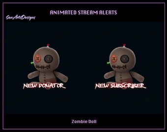 Alertas de transmisión de Twitch de muñecos vudú, alertas de transmisión de muñecos zombi espeluznantes para streamers, OBS, StreamLabs, StreamElements