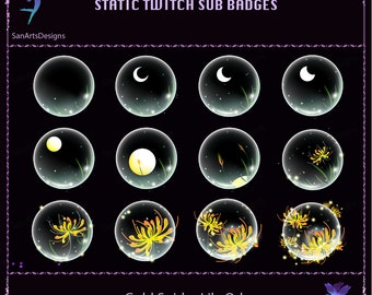 Gold Spider Lilien Twitch Sub Badges, gelbe Spinnen Lilien Twitch Sub Badges für Streamer, Vtuber, YouTuber