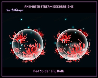 Animierte Spinne Lilies Balls Stream Dekoration, Rote Spinne Lilies Balls Twitch Dekoration für Streamer, OBS, StreamElements, StreamLabs