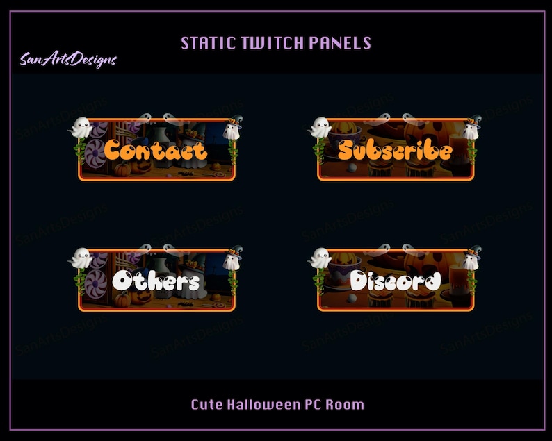 Cute Halloween Static Twitch Panels, Cute Ghost Twitch Panels, Cute ...