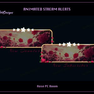 Red Rose Animated Twitch Stream Alerts, Red Rose Twitch Alerts for Streamers, OBS, StreamLabs