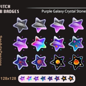 Purple Galaxy Star Bottle Twitch Sub Badges | Galaxy Solar System Stream Badges | Streamers, Vtubers, YouTubers, OBS, Chatting