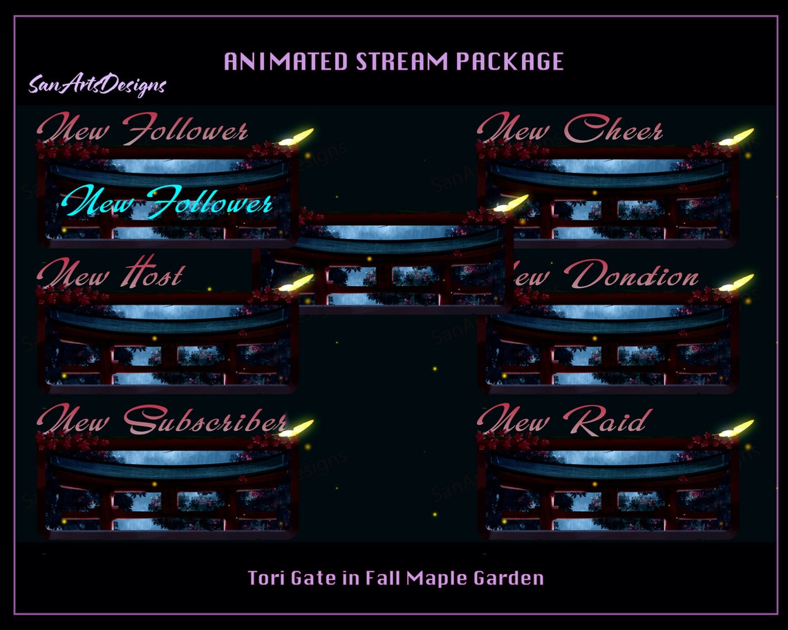 Tori Gate in Fall Animated Twitch Overlay Bundle, Autumn Tori Gate ...