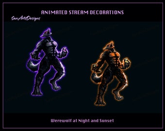 Geanimeerde weerwolfstroomdecoraties, geanimeerde stroomdecoraties Lonely Werewolf voor streamers, OBS, Vtubers, YouTubers