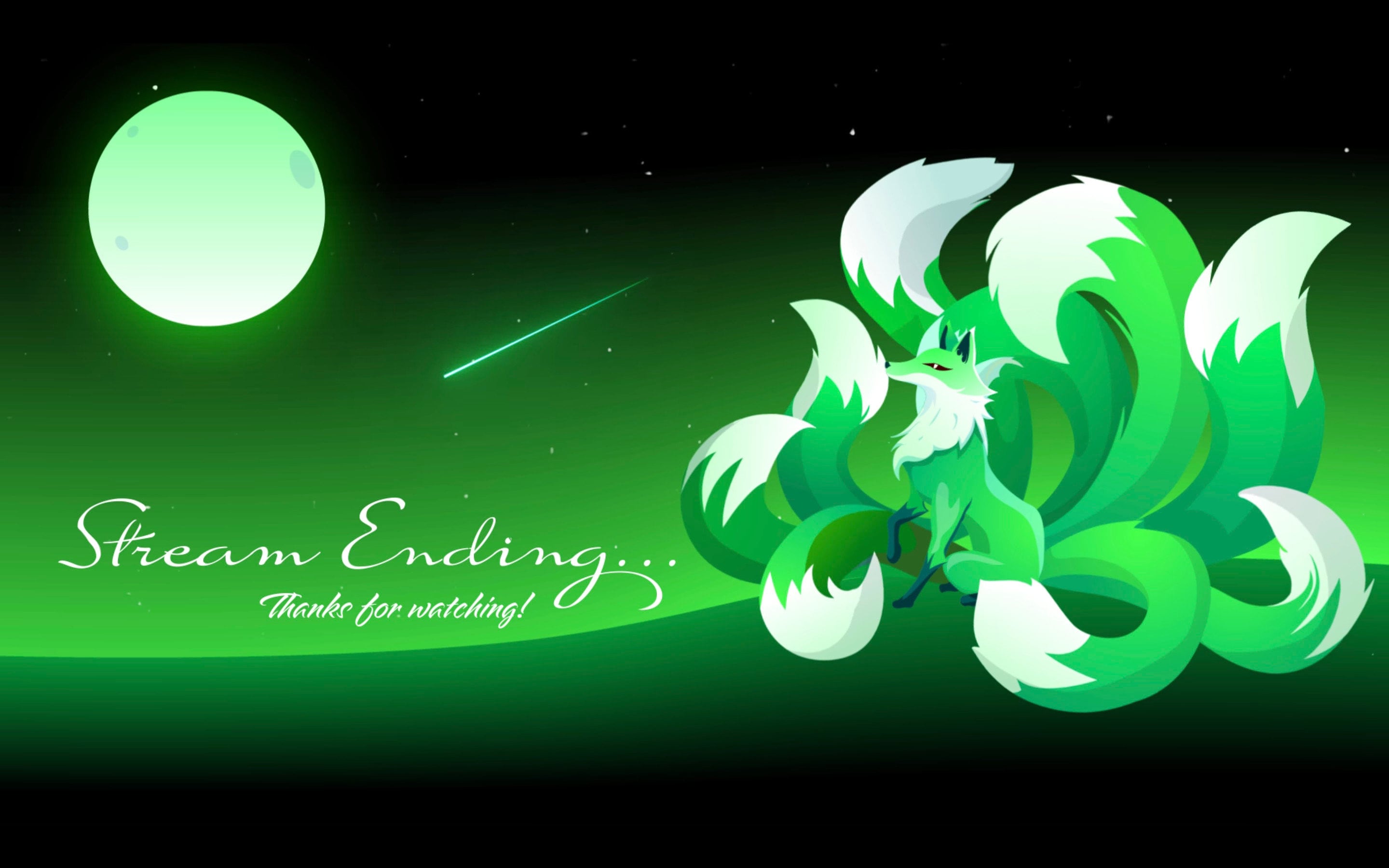 Animated Scenes Green Nine Tail Fox | Animated Twitch Overlays