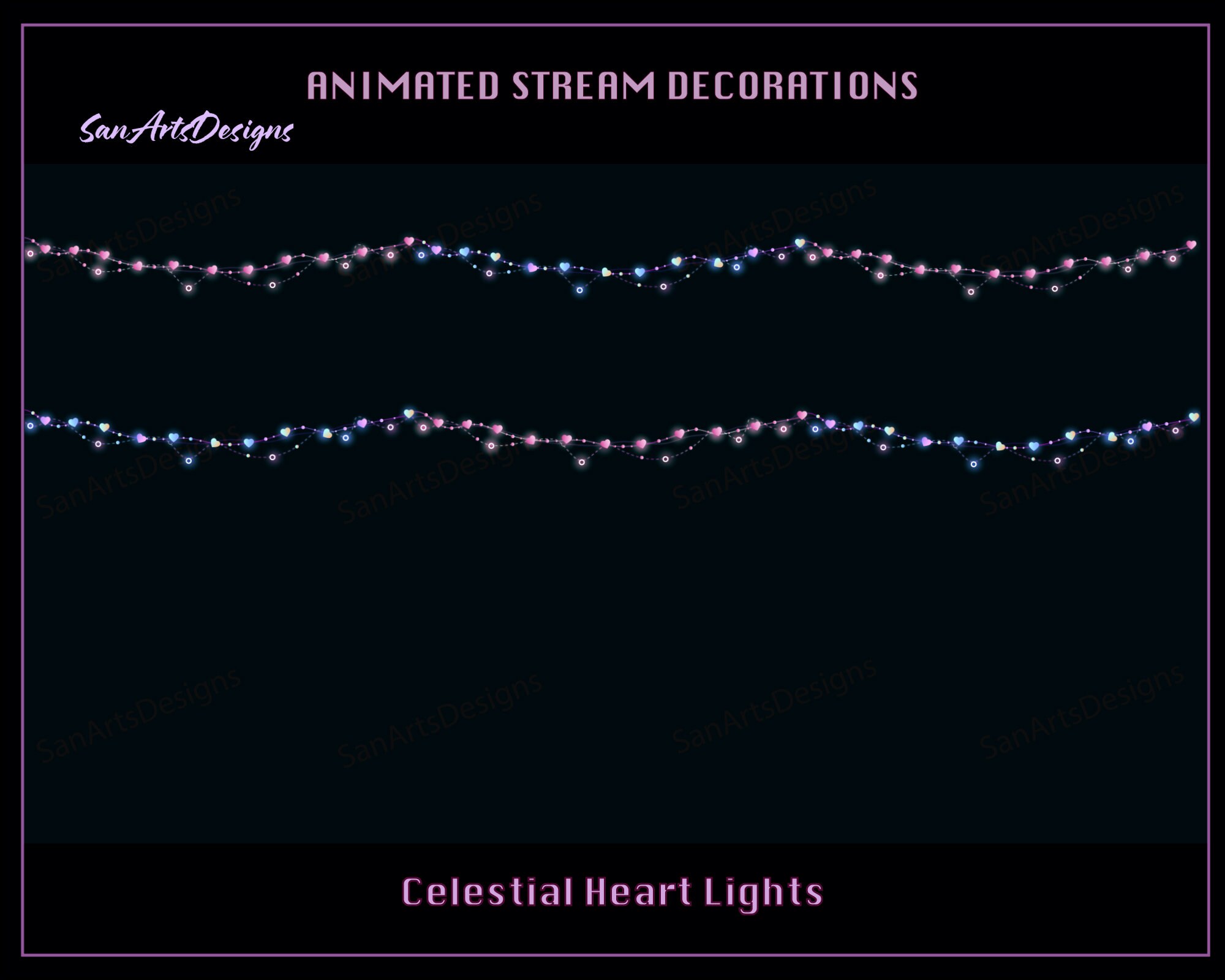 Celestial Heart Light Chains Animated Stream Decorations, Valentine ...