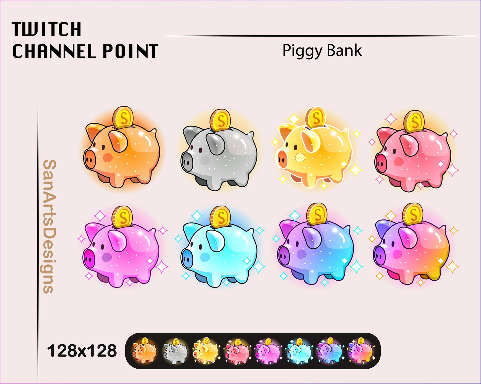 Piggy Bank Twitch Channel Points, Cute Pig Twitch Channel Points ...