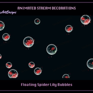 Floating Spider Lily Bubbles Stream Decoration, Flying Spider Lily Bubbles Twitch Decoration, Animated Floating Red Spider Lily Stream Decor
