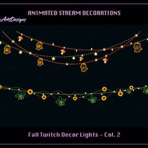 Herbst Fuchs Lichterketten, animierte Stream Dekorationen, Herbst Pilz Twitch Dekorationen, Herbst Twitch Dekorationen für Streamer, OBS - Set 2