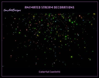 Bunte Konfetti Animierte Stream Overlays, Bunte Konfetti Twitch Overlays für Streamer, Vtuber, OBS, Streamlabs