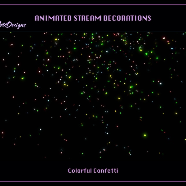 Colorful Confetti Animated Stream Overlays, Colorful Confetti Twitch Overlays for Streamer, Vtuber, OBS, Streamlabs