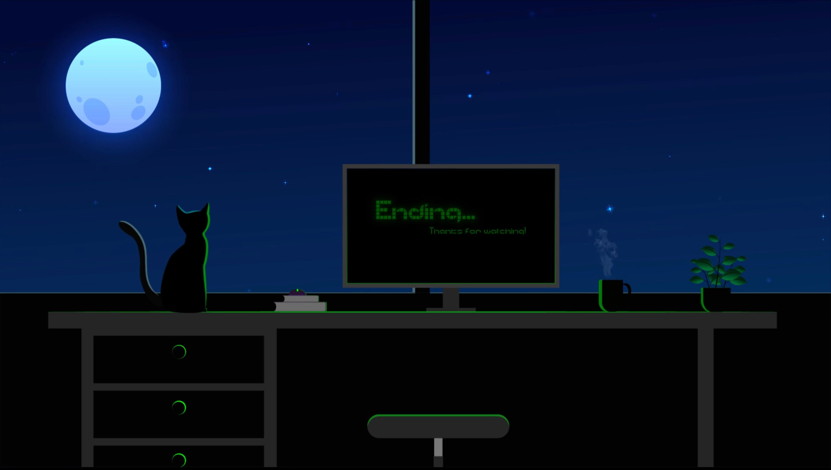 Animated Scenes PC Set-up Room, Animated Twitch Overlays Dark PC Room ...