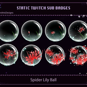 Red Spider Lily Ball Twitch Sub Badges for Streamer, Vtuber, YouTuber