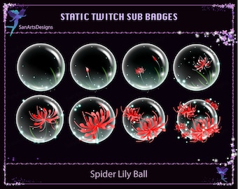 Rote Spinne Lily Ball Twitch Sub Badges für Streamer, Vtuber, YouTuber