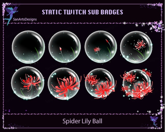 Red Spider Lily Ball Twitch Sub Badges for Streamer, Vtuber, YouTuber