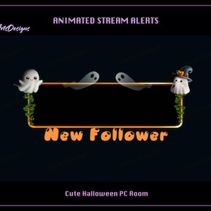 Cute Halloween Twitch Stream Alerts, Cute Ghost Stream Alerts, Cute Ghost Twitch Alerts for Streamer, OBS, StreamLabs, StreamElements