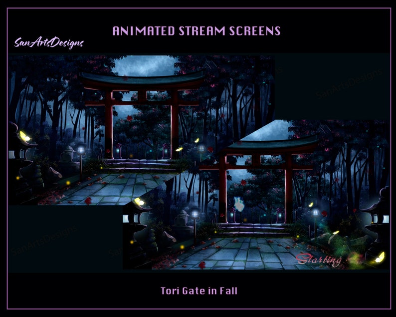 Streamer Free Fall Tori Gate in Fall Animated Twitch Screen Overlays, Autumn Tori Gate ...