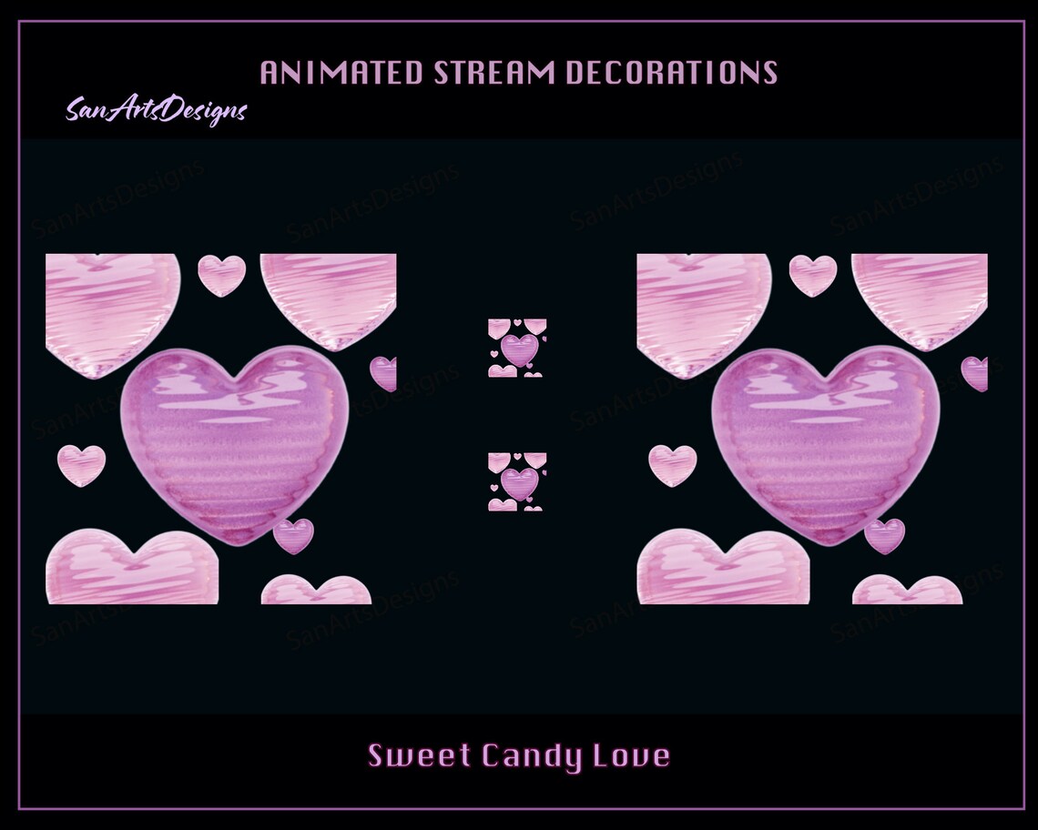 Floating Candy Hearts Animated Stream Decoration, Light Pink Heart Rain ...