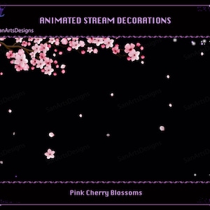 Sakura Branch Animated Stream Decorations, Falling Sakura Twitch Overlay for Streamer, Vtuber, OBS, Streamlabs, StreamElement