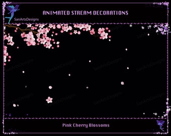 Sakura Branch Animated Stream Decorations, Falling Sakura Twitch Overlay for Streamer, Vtuber, OBS, Streamlabs, StreamElement