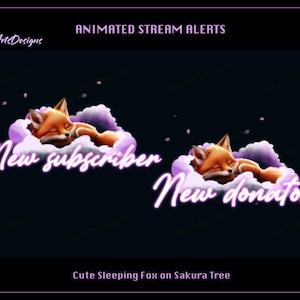 Cute Sleeping Fox Twitch Stream Alerts, Cute Fox Stream Alerts, Cute Fox Twitch Alerts for Streamer, OBS, StreamLabs, StreamElements