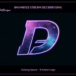 Geanimeerde Galaxy D-logostreamdecoratie, Galaxy D-logo Twitch-decoratie, geanimeerd D-naamlogo, Galaxy D-naamlogo voor streamers