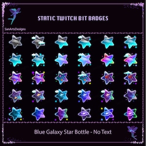 Blue Galaxy Star Bottle Twitch Sub Bit Badges, Galaxy Star Twitch Sub Bit Badges, Celestial Sub Bit Badges for Streamers