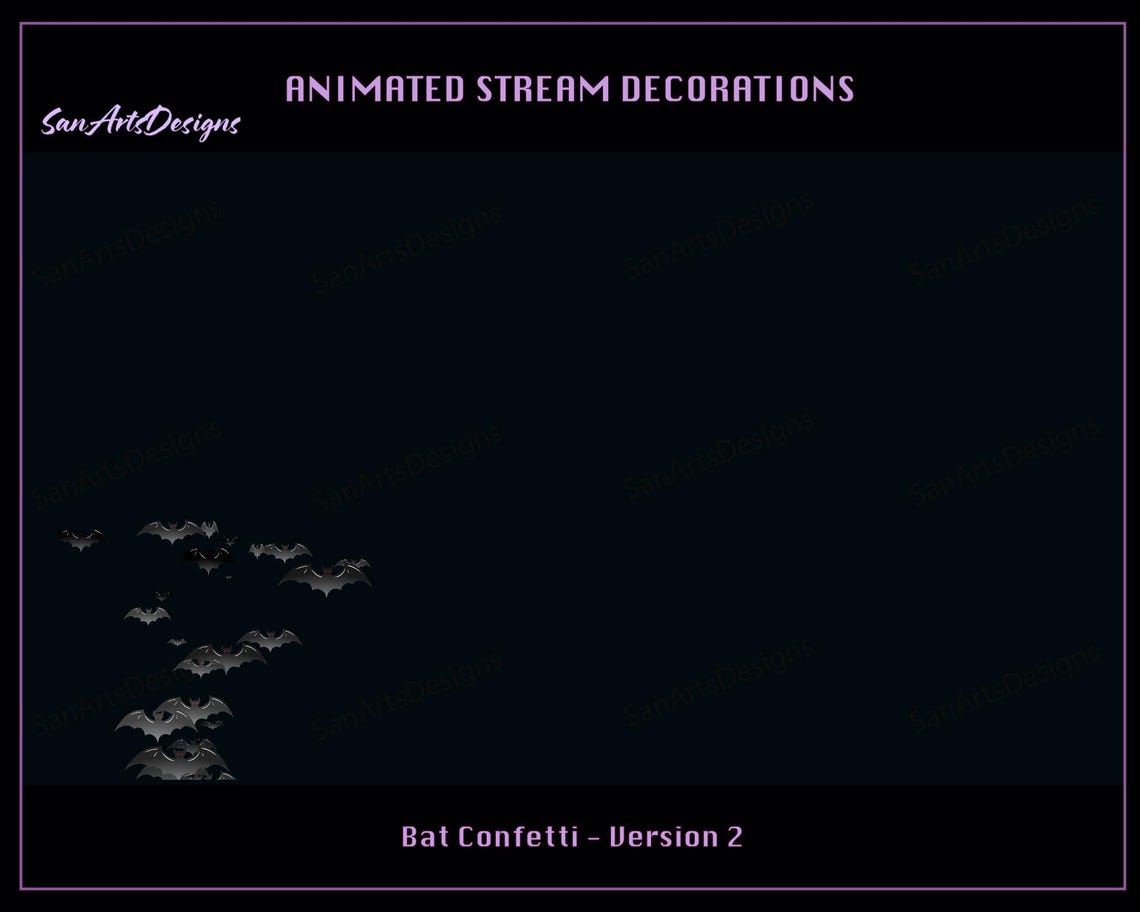 Bat Confetti Shooting Animated Stream Overlays, Black Bat Confetti ...